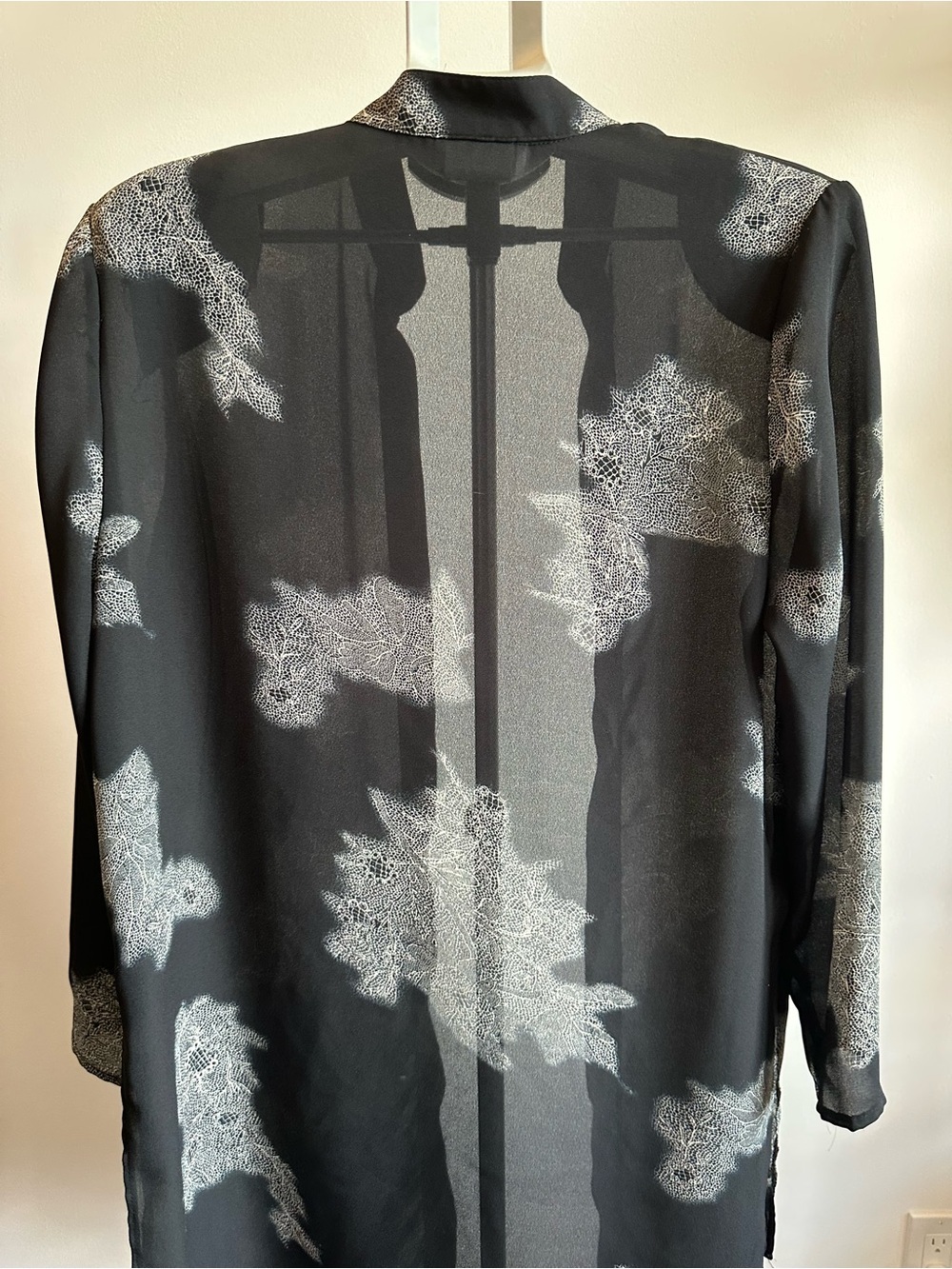Sheer Black Floral Print Tunic Top
